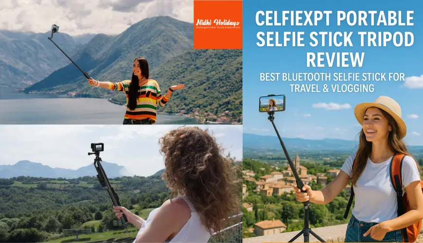 Blue Minimalist Travel Blog Banner Best Travel Companion: Celfiexpt Portable Selfie Stick Tripod Review